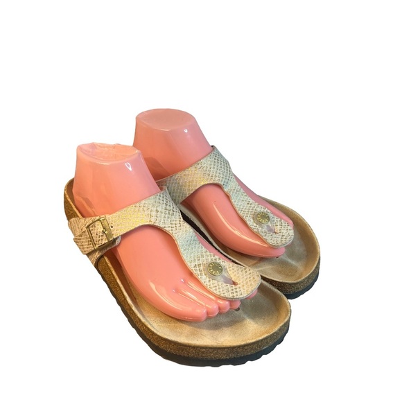 Birkenstock Beige Snake Print Sandals - Picture 2 of 5
